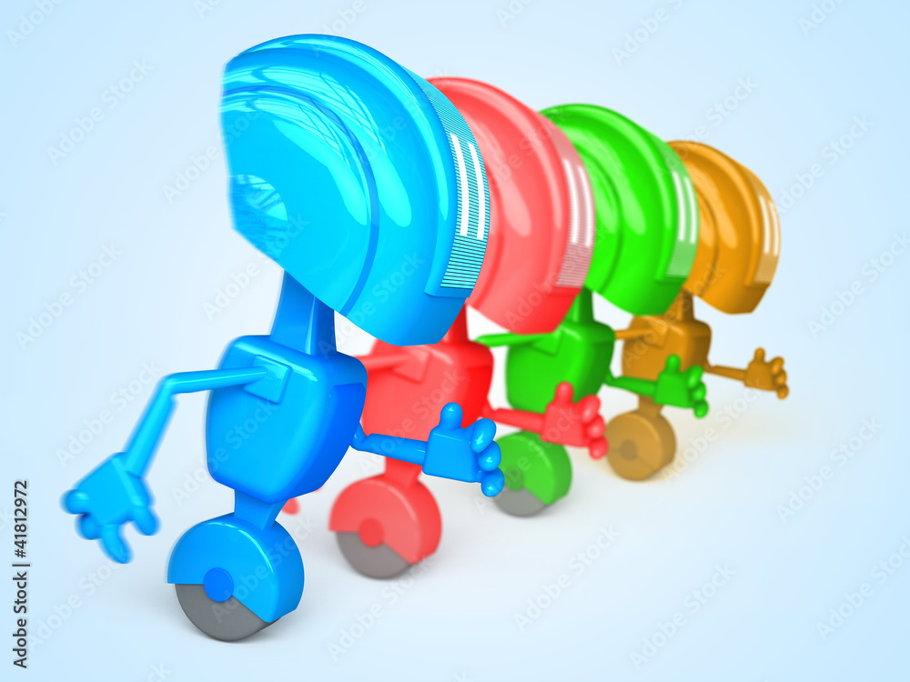 Fototapeta premium robots diffrent colors runing