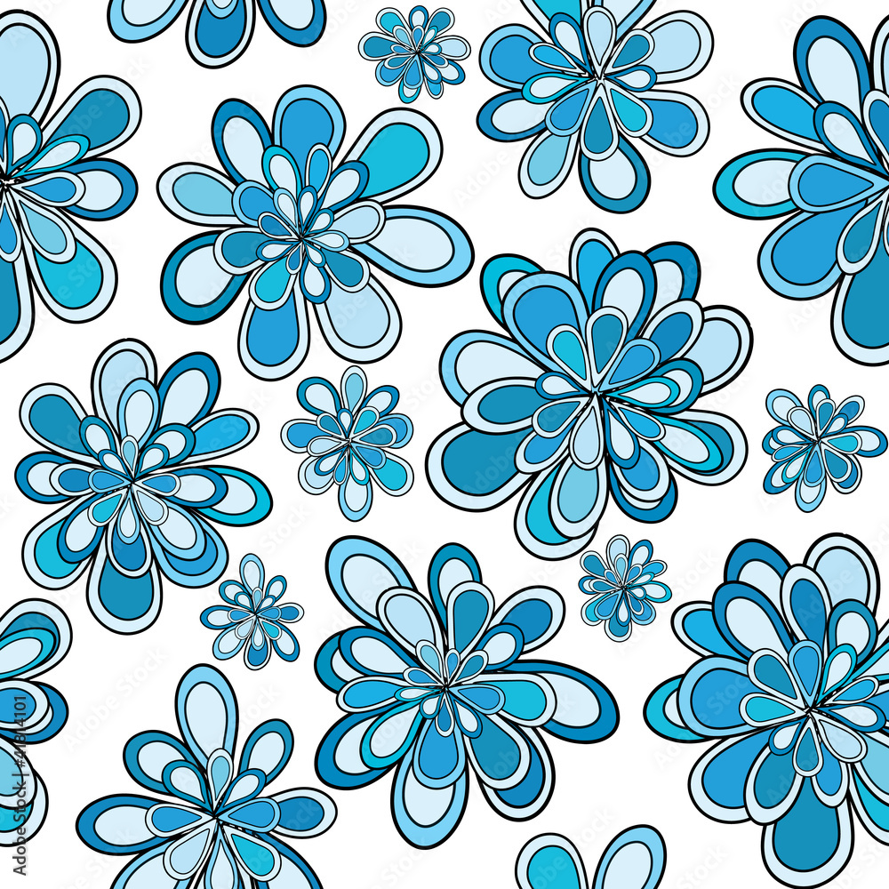 Seamless pattern with blue abstract flowers Seamless pattern with blue abstract flowers