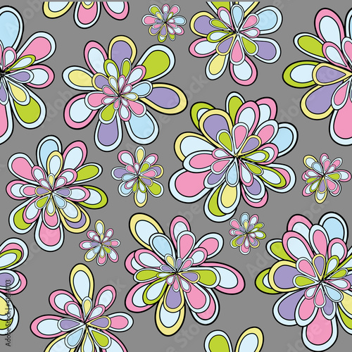 Seamles pattern with flowers in pastel tones