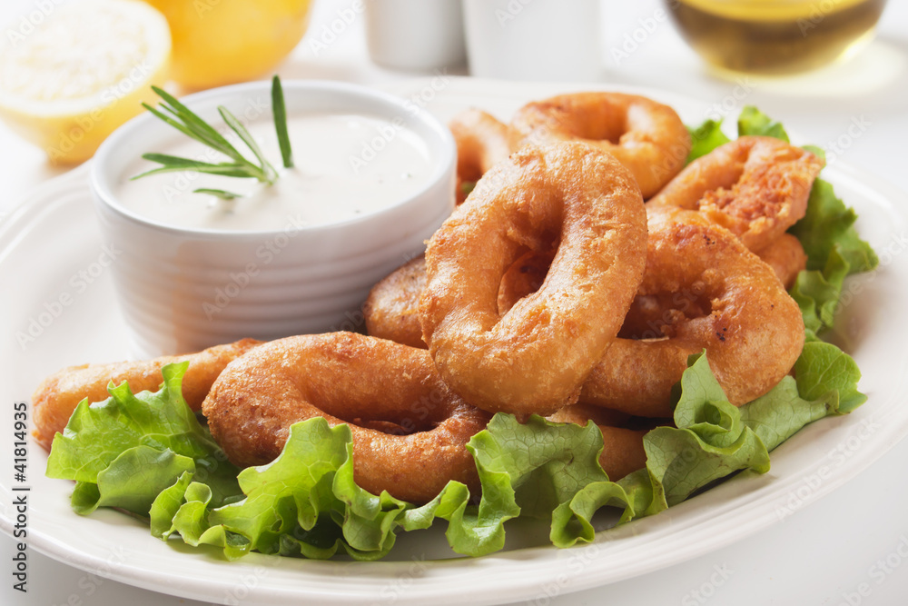 Squid rings with cheese sauce Squid rings with cheese sauce