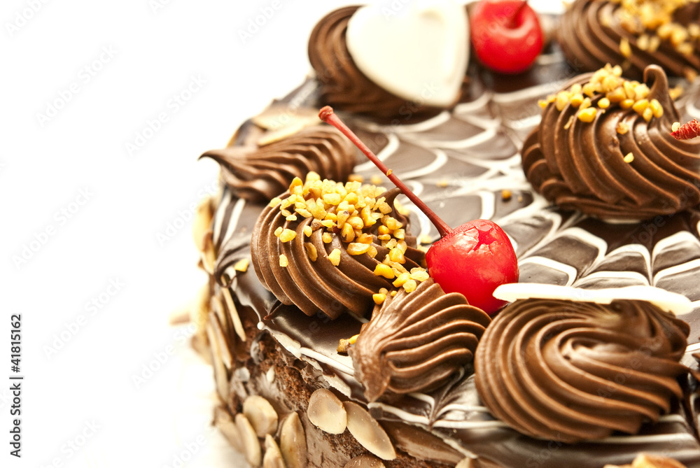Fototapeta premium Chocolate cake isolated on white background