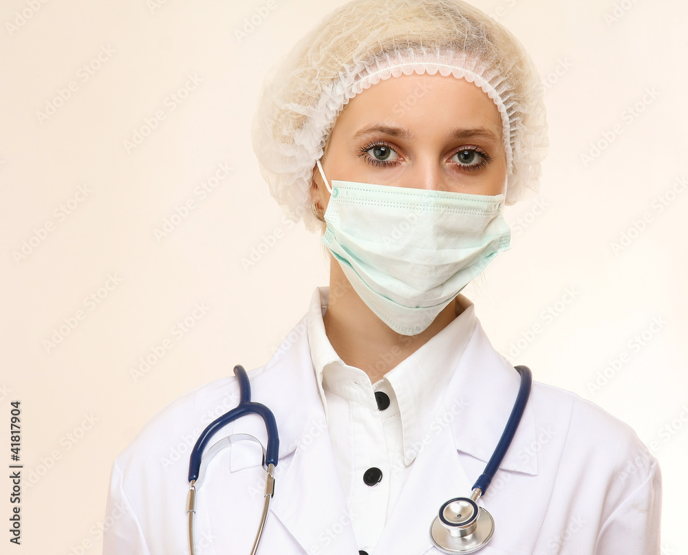 A medical doctor woman in uniform with stethoscope A medical doctor woman in uniform with stethoscope