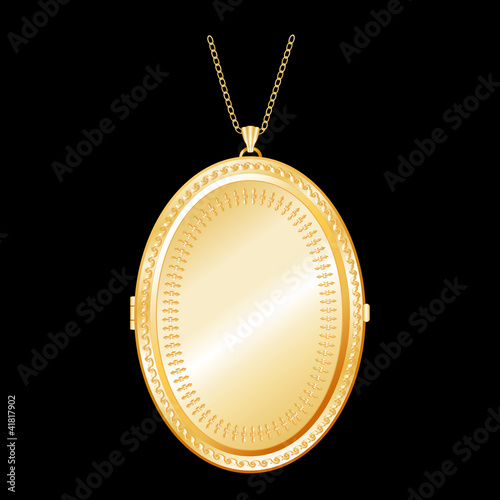 Vintage Gold Keepsake Locket with detailed engraving, necklace