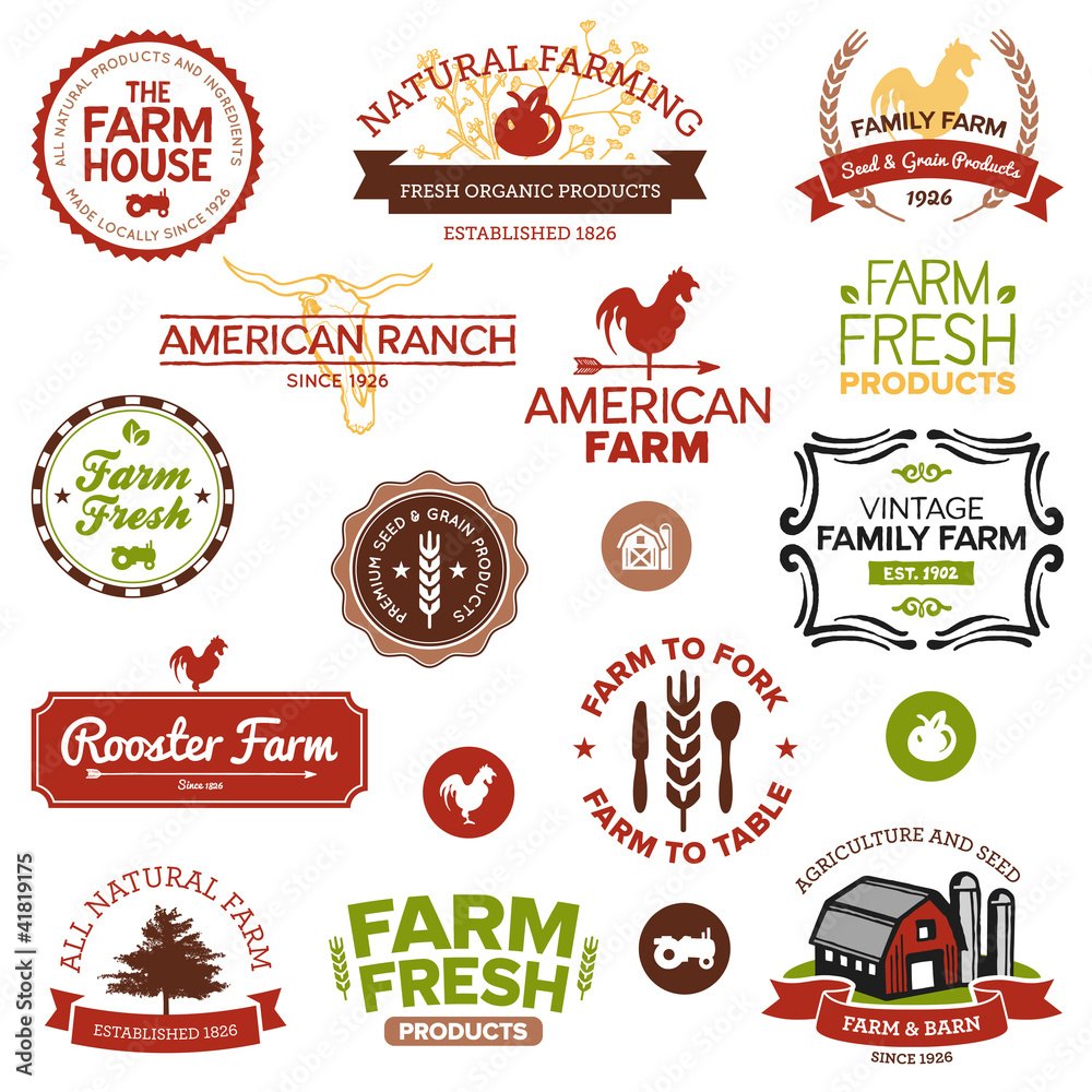 Fototapeta premium Vintage and modern farm labels