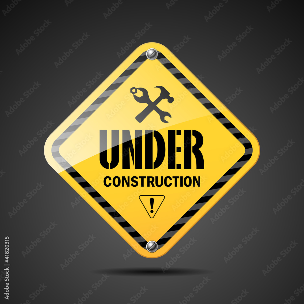Under construction sign black and yellow, illustration Under construction sign black and yellow, illustration