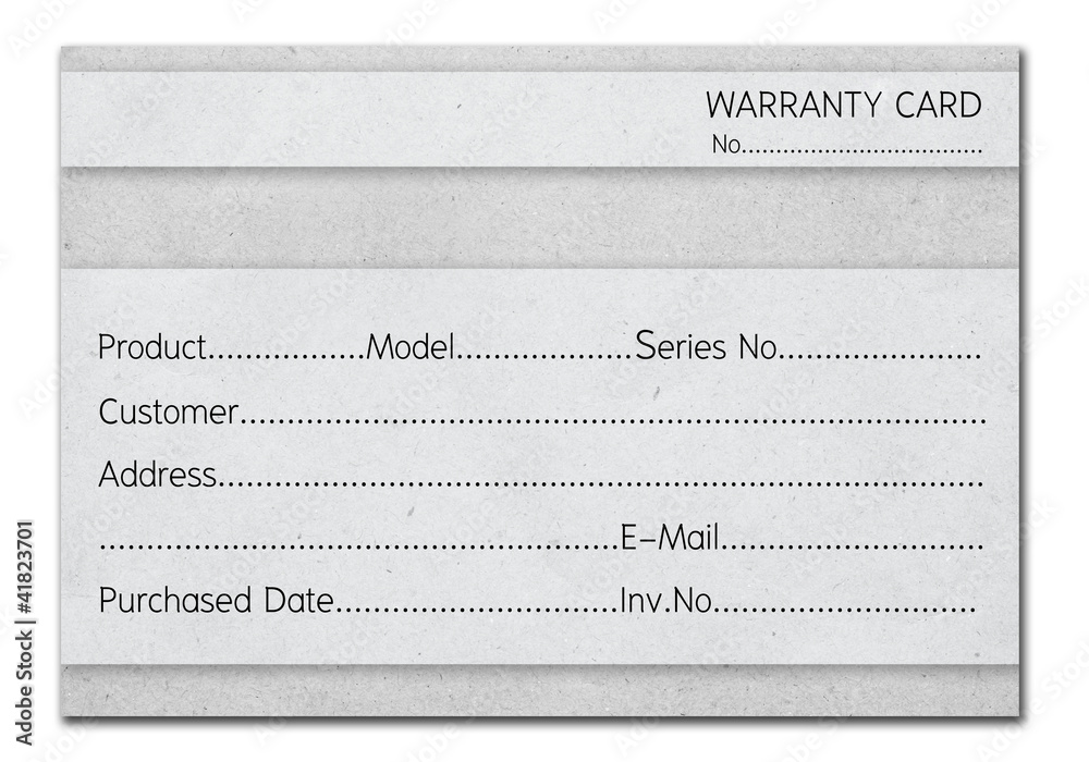 instant warranty card on gray paper Stock Photo