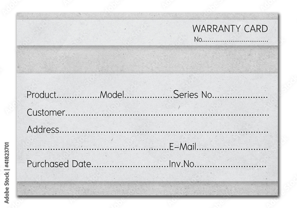 instant warranty card on gray paper Stock Photo Adobe Stock
