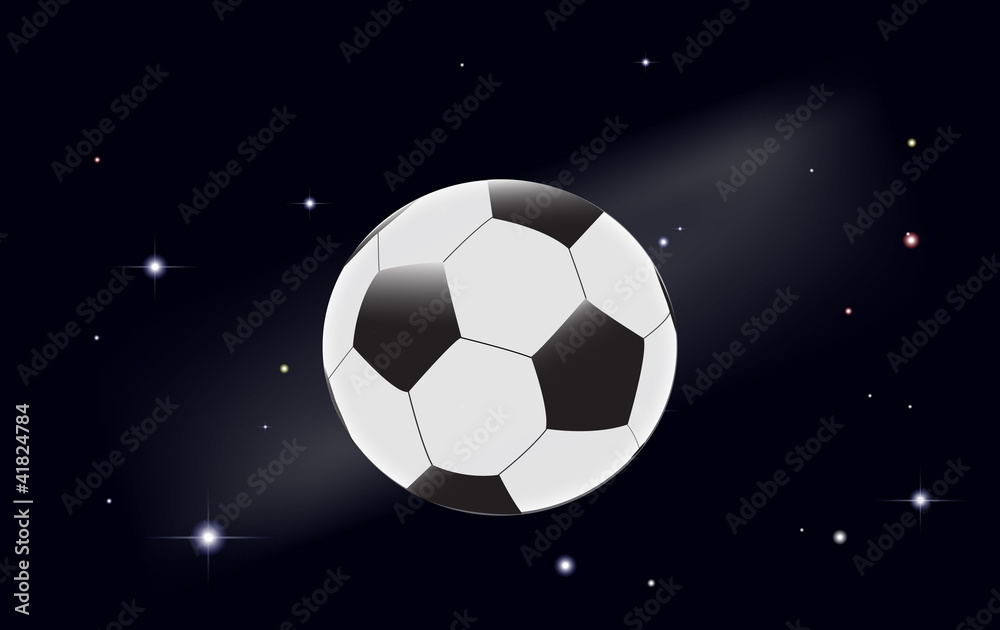 Illustration of soccer ball on the space
