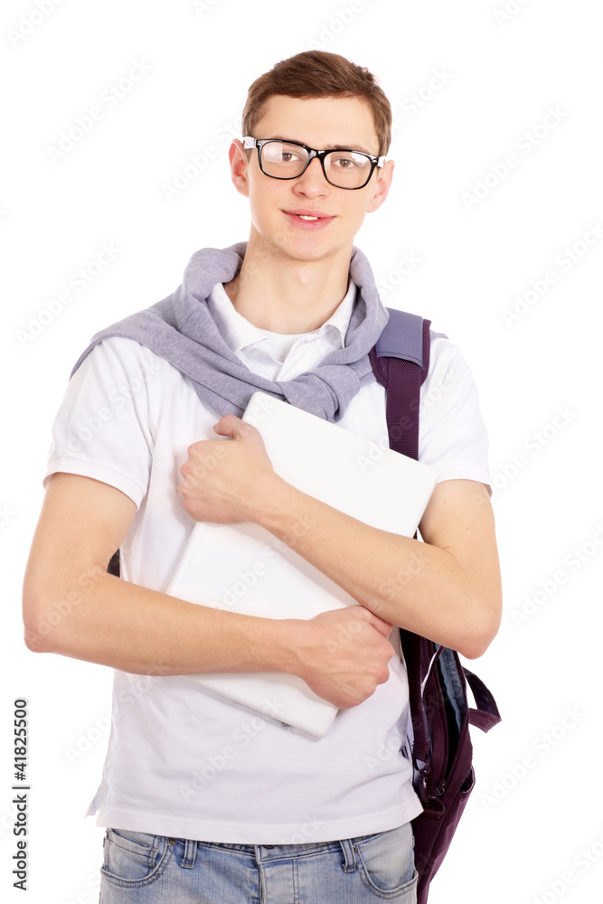 Portrait of a college guy with laptop Portrait of a college guy with laptop
