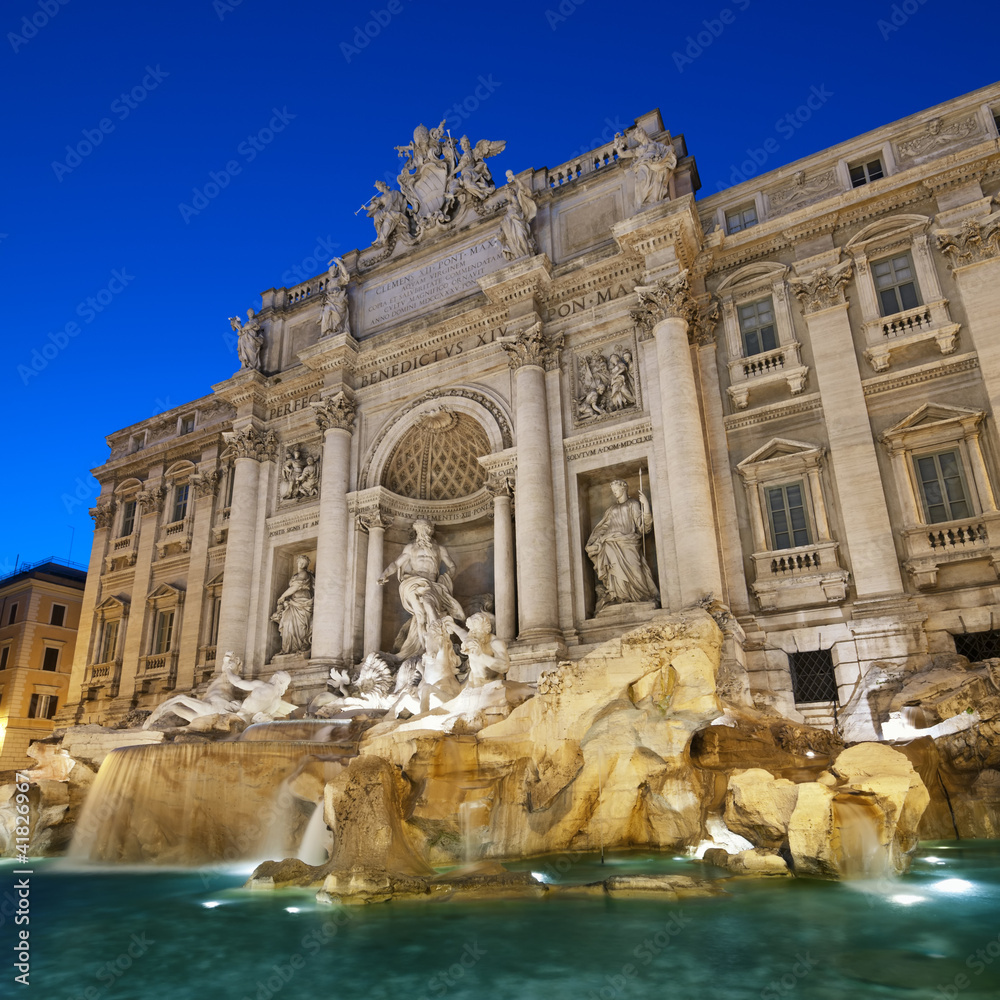 Night image of Trevi Fountain, Rome - Italy
