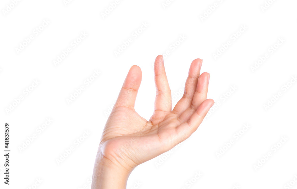 Woman hand picking isolated on white background Woman hand picking isolated on white background