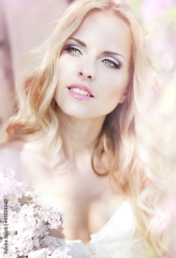 beautiful girl in a lavender garden