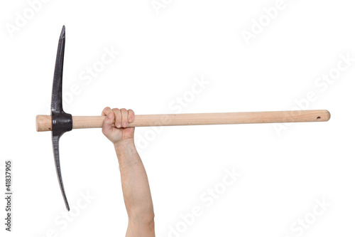 Obraz na płótnie A hand holding a pickaxe