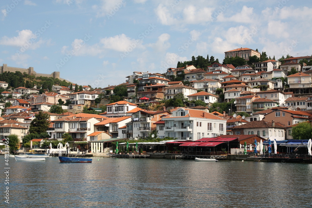 Houses on Ohrid lake shore