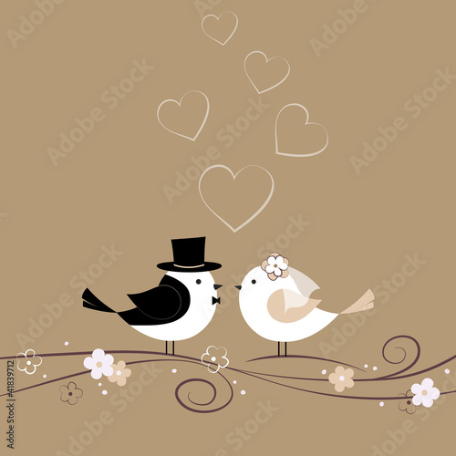 Wedding card with birds