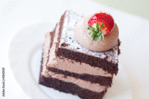 beautiful cake with strawberry on a white background