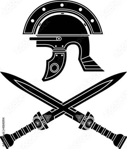 roman helmet and swords. fifth variant