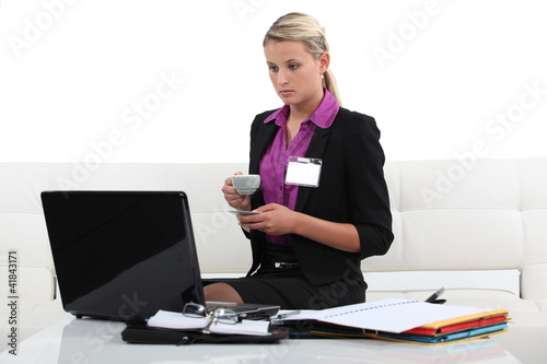 Woman preparing a talk for a business conference