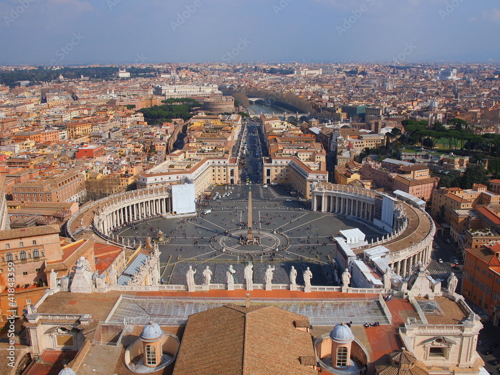 Peter's Square in Vatican and aerial view of the Rome city