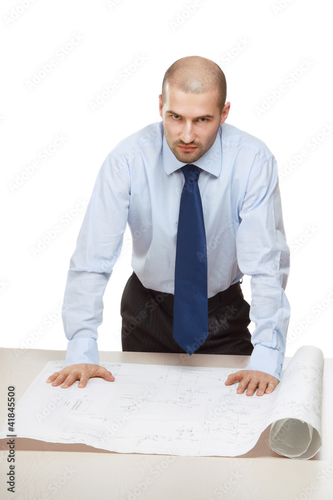 A young office worker with a draft A young office worker with a draft