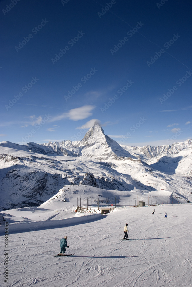 Skiers on Matterhorn