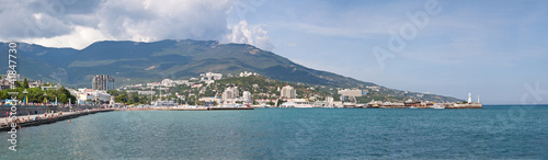 Summer view seacoast. Yalta beach. Black Sea, Ukraine