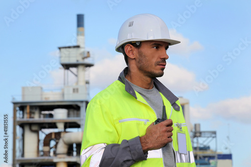 Foreman with a walkie talkie