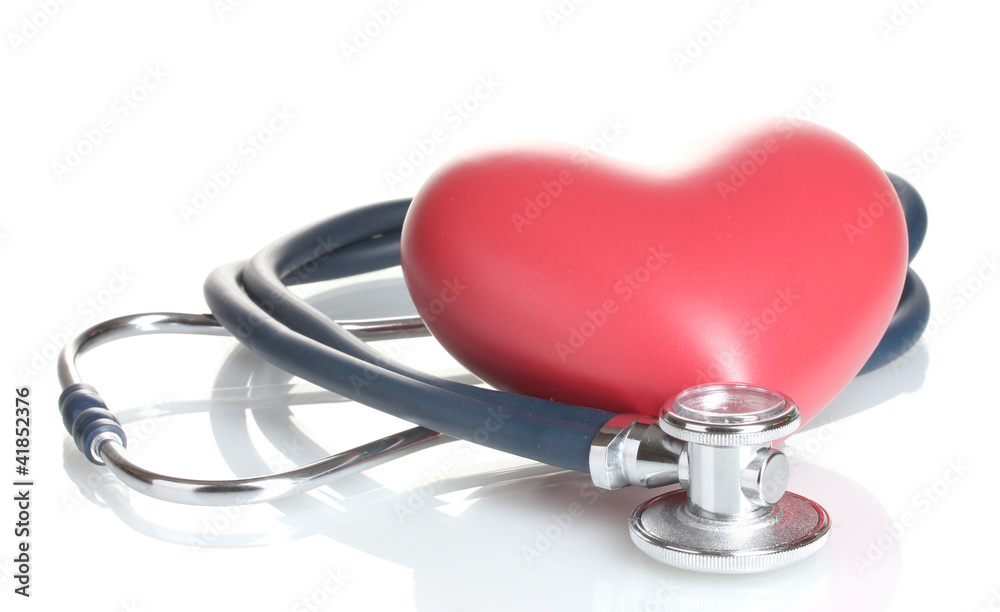 Medical stethoscope and heart isolated on white Medical stethoscope and heart isolated on white