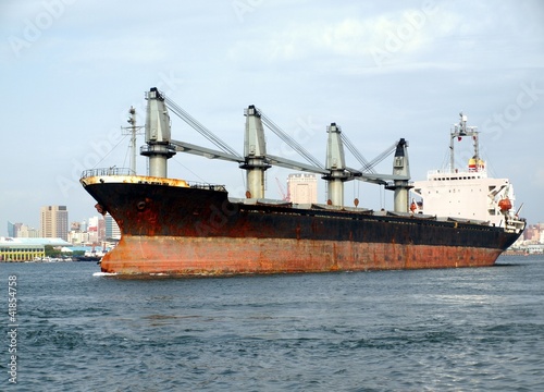Large Freighter Leaves Kaohsiung Port