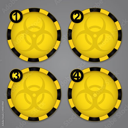 One, Two, Three, Four Bio hazard Circular Warning Label