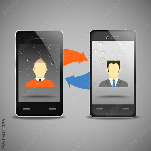 Two businessmen communicatitng with the mobile phones