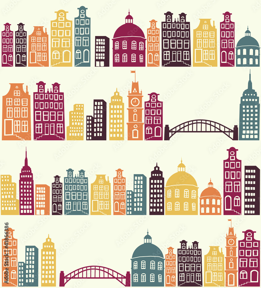 seamless pattern with city silhouette
