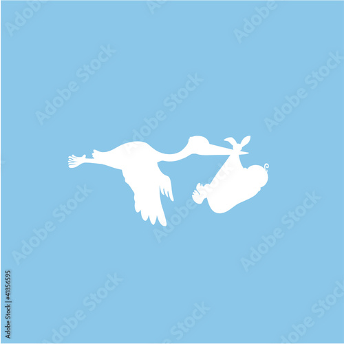 Storch mit Baby Silhouette