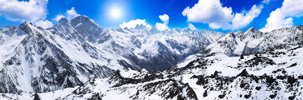 Beautiful view of mountains in the Elbrus area. Panorama