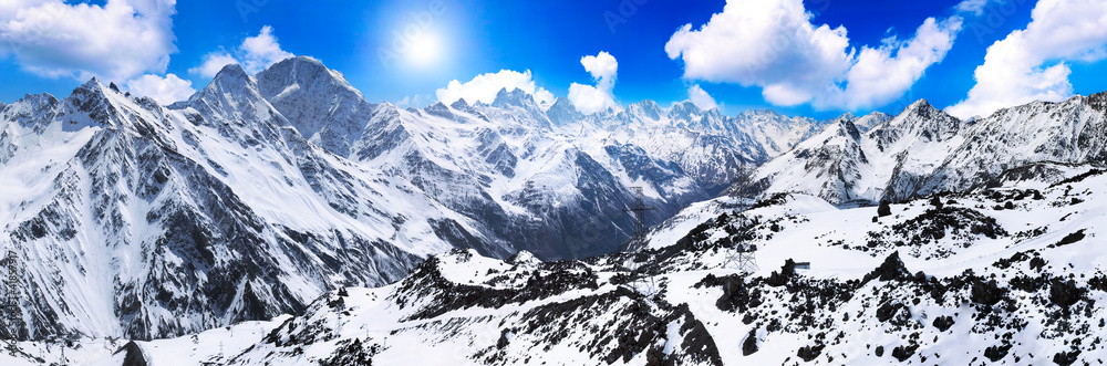 Beautiful view of mountains in the Elbrus area. Panorama Beautiful view of mountains in the Elbrus area. Panorama