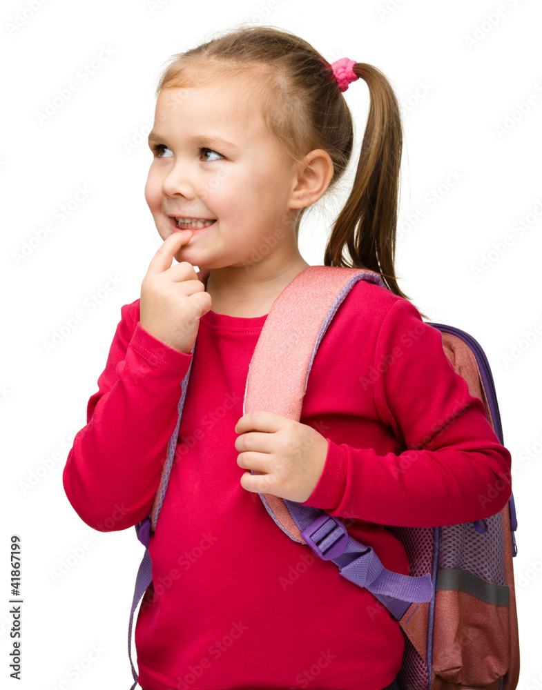 Portrait of a cute schoolgirl with backpack Portrait of a cute schoolgirl with backpack