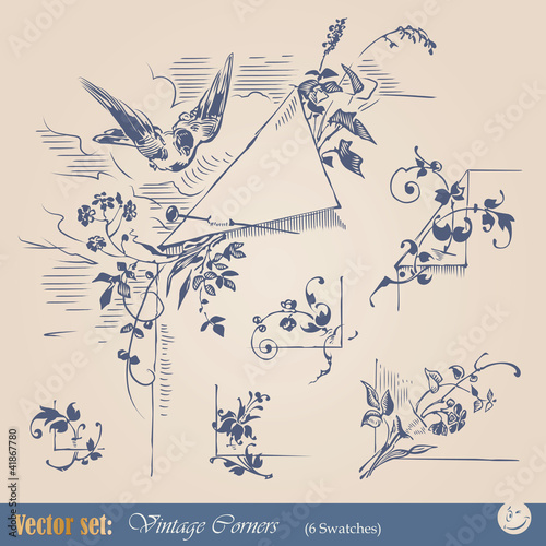 Vector set nature corners for decoration your work