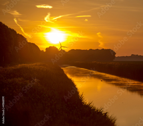 Dawn over a canal in spring