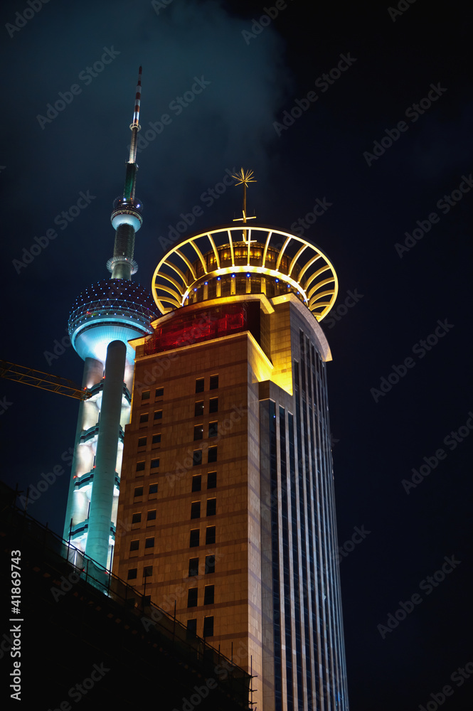 Naklejka premium Oriental Pearl Tower In Shanghai, China