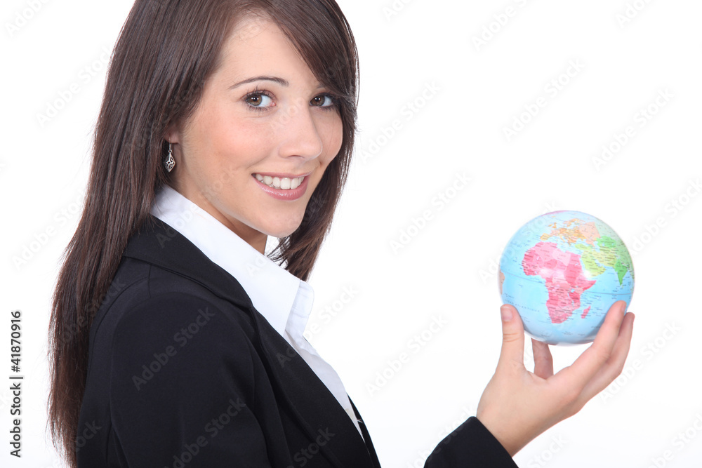 Young businesswoman with the world in her hands Young businesswoman with the world in her hands