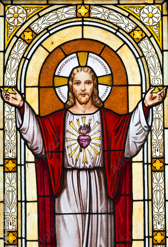 Jesus window painting in cemetery #41874389