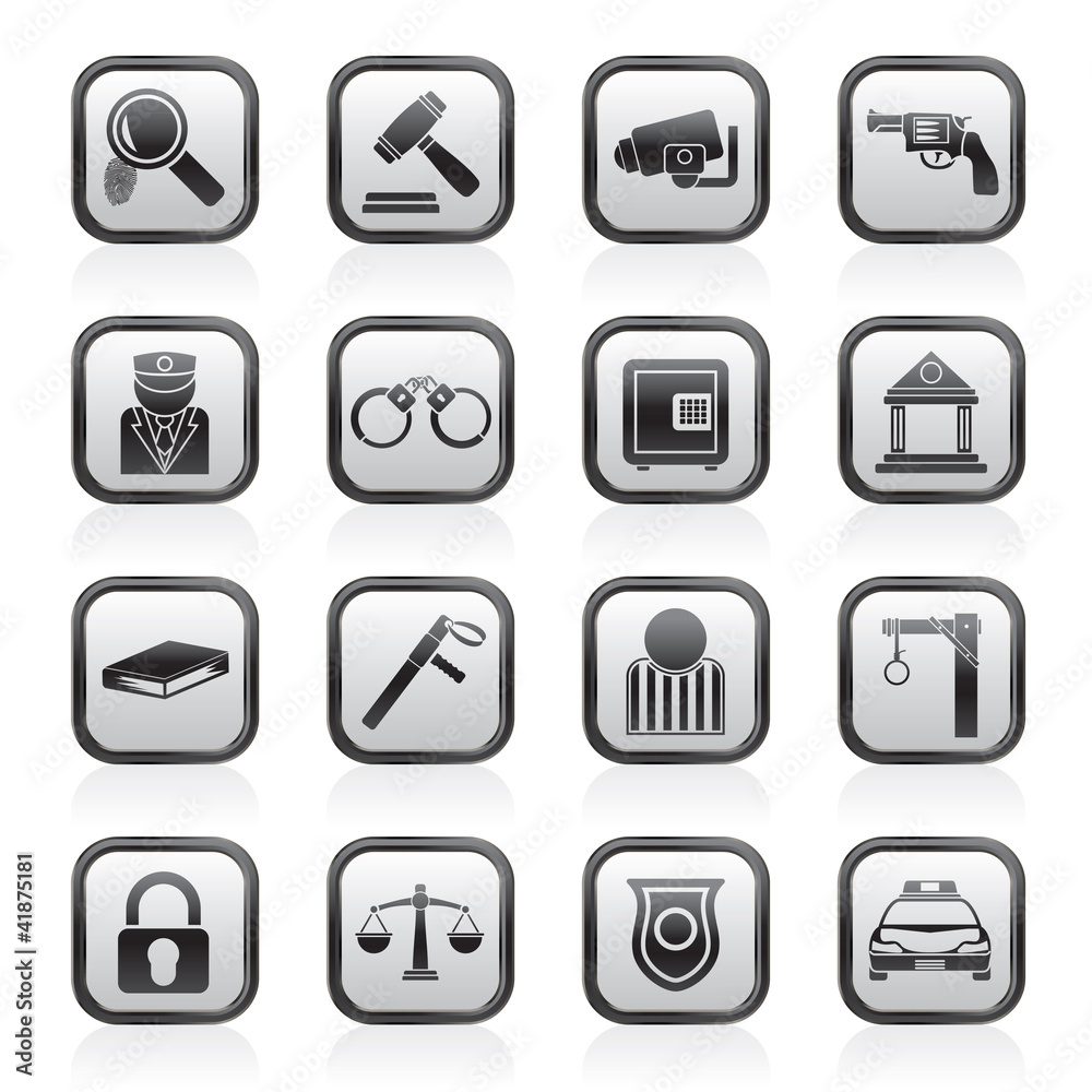 Law, Police and Crime icons - vector icon set