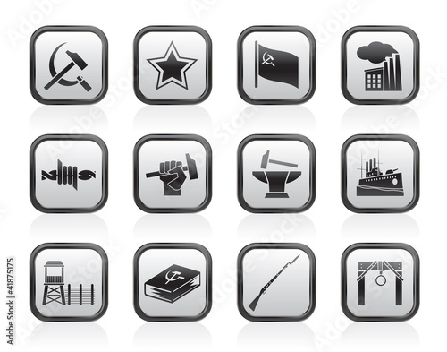 Communism, socialism and revolution icons - vector icon set