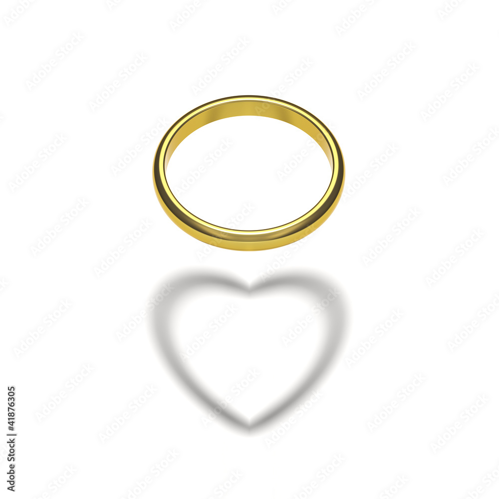 金の指輪とハートの影