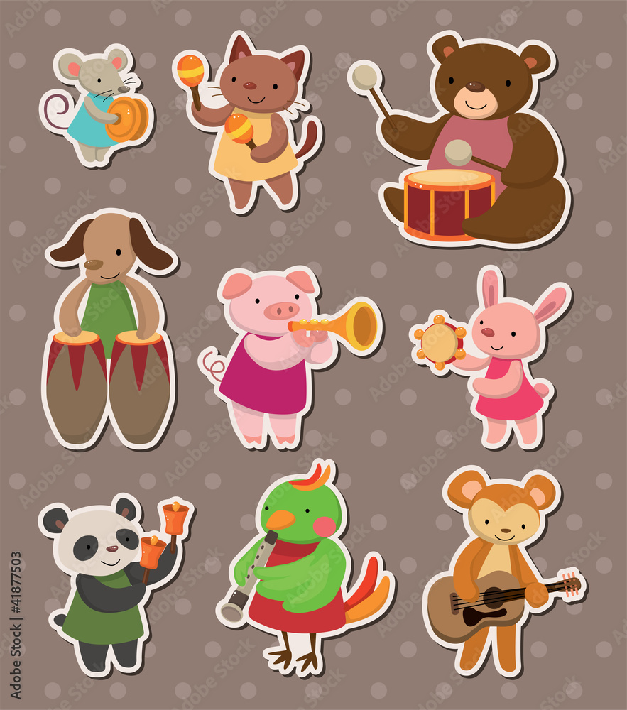 Fototapeta premium animal play music stickers