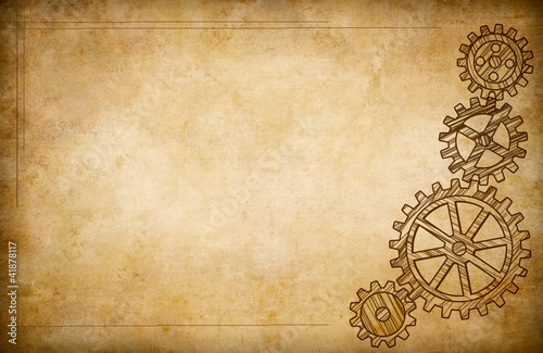 Grunge gears and cogs drawing background