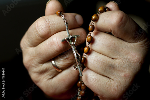 prayer old woman hands praying in church