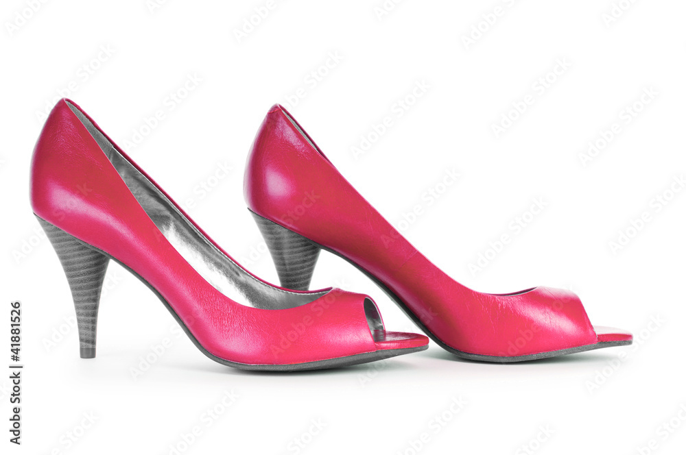 Red female shoes in fashion concept Red female shoes in fashion concept