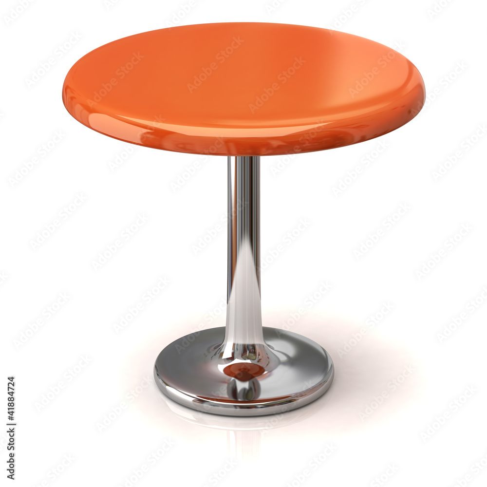 Orange coffee shop table isolated on white background Orange coffee shop table isolated on white background