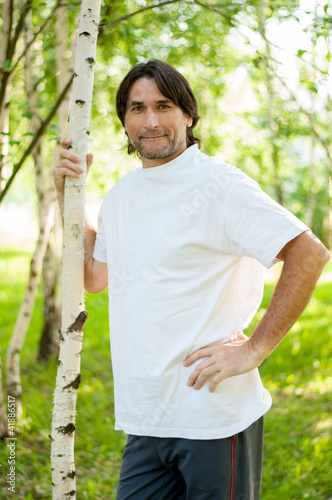 Middle-aged man in a park